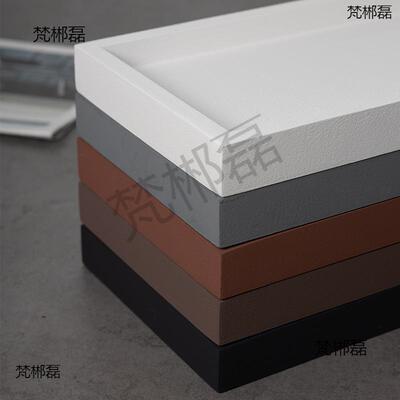 花盆托盘长方形仿水泥灰黑白吸水石底座盆垫微景观接水盘尺寸