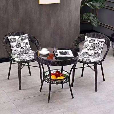 阳台藤编椅子休闲单人扶手背靠椅家用FMY人庭院室老手工编外织腾