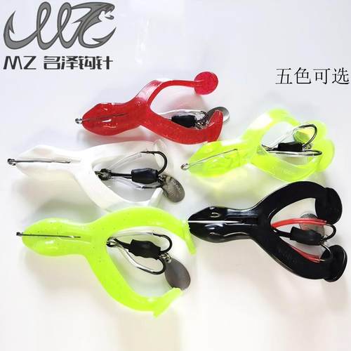 路亚雷蛙双钩新款雷蛙配双T尾防挂带倒刺鱼钩垂钓渔具