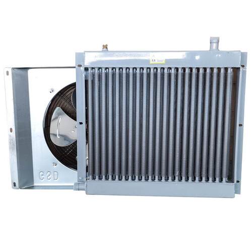 养殖场散热器取暖设备水暖风机吹风式降温铝水箱风扇翅片换热器
