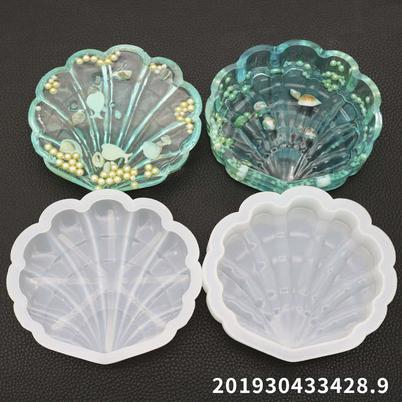 diy水晶滴胶模具贝壳收纳盒模具摆台树脂硅胶模具