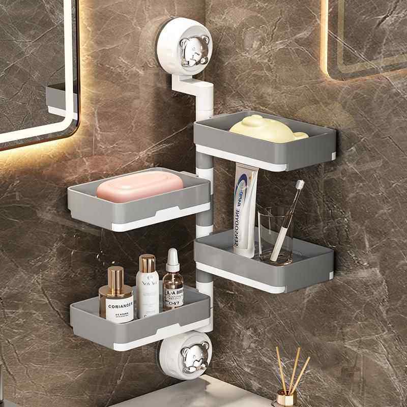 吸盘肥皂盒壁挂式免打孔香皂盒子置物架浴室洗漱台旋转沥水肥皂架