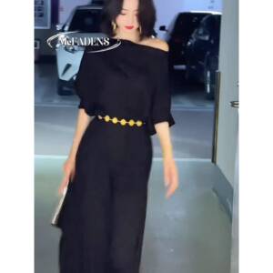 香港夏季新款时尚显瘦气质女士中长裙高级感洋气百搭款收腰连衣裙