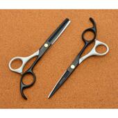 杰森Jason5.5寸黑白烤漆美发剪刀理发剪刀平剪牙剪组合套装 J1023