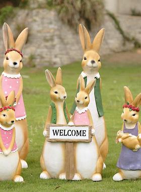 户外花园庭院园艺大号树脂兔子园林景观别墅仿真动物雕塑装饰摆件
