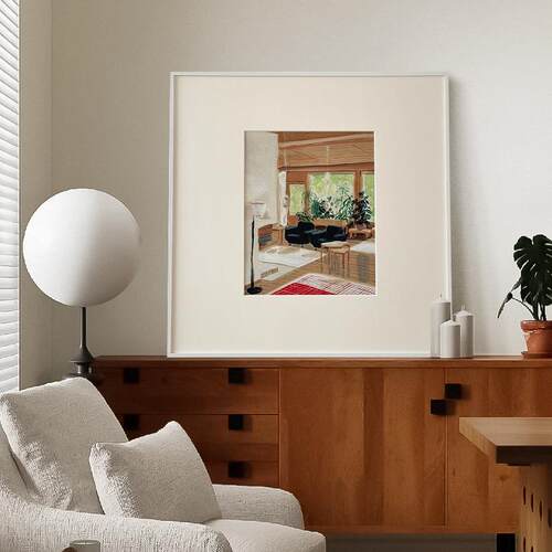 文创卡纸挂画建筑图案北欧小众风景文艺客厅静物画简约现代装饰画
