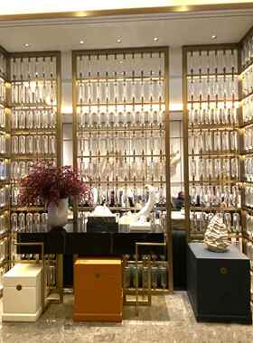 制售酒店大堂轻奢金属玄WJP关进楼门隔断不锈钢处水晶玻璃屏风装