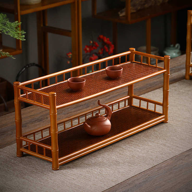 双层席面围栏茶架 新中式茶具放置古架茶壶茶杯架 茶器置物架茶棚,住宅家具,多宝格/博古架,淘宝优惠券,粉丝福利购,淘宝优惠卷