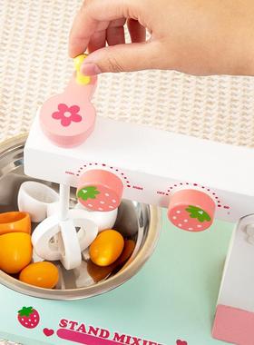 木质儿乐14365童午茶电仿真打蛋机搅拌下机蛋糕切切小家过家家厨