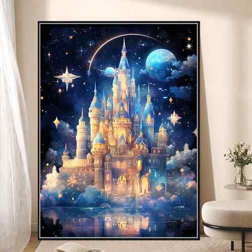星空城堡拼图1000片大人解压积木质平图10岁以上女孩挂墙画 画成