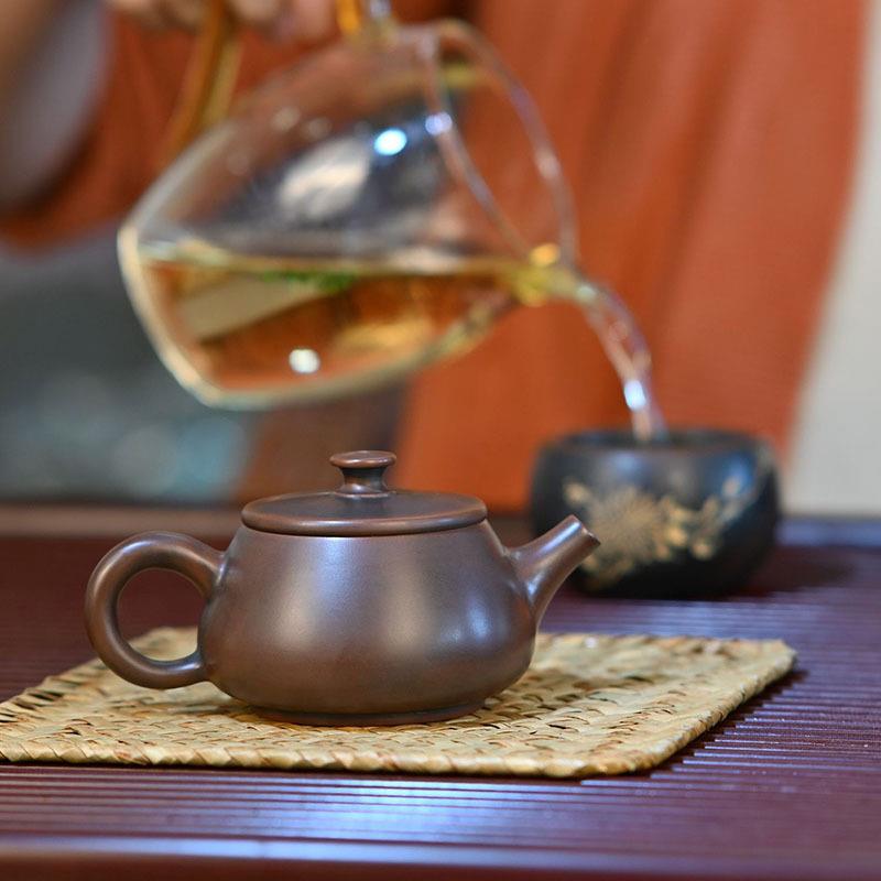 提可转量钦州坭兴陶茶壶名家纯手工石瓢家用小容夫泡茶AQP功可具
