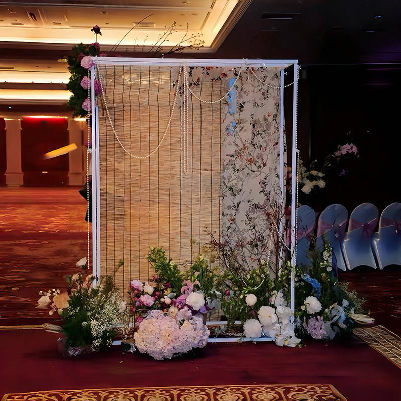 铁几何方形框架婚礼儿宴会婚一岁活婴礼动背UUY景挂花布窗帘纱布