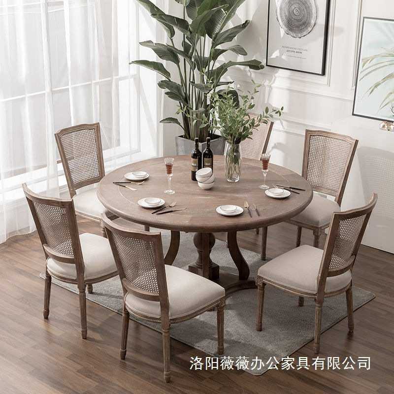 法式复古餐椅美式实木家用餐厅别墅婚纱影楼服装仿古做旧罗马椅子