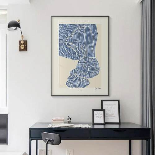 瑞典创意简约抽象线条工业风装饰画美式复古几何挂画客厅卧室酒店