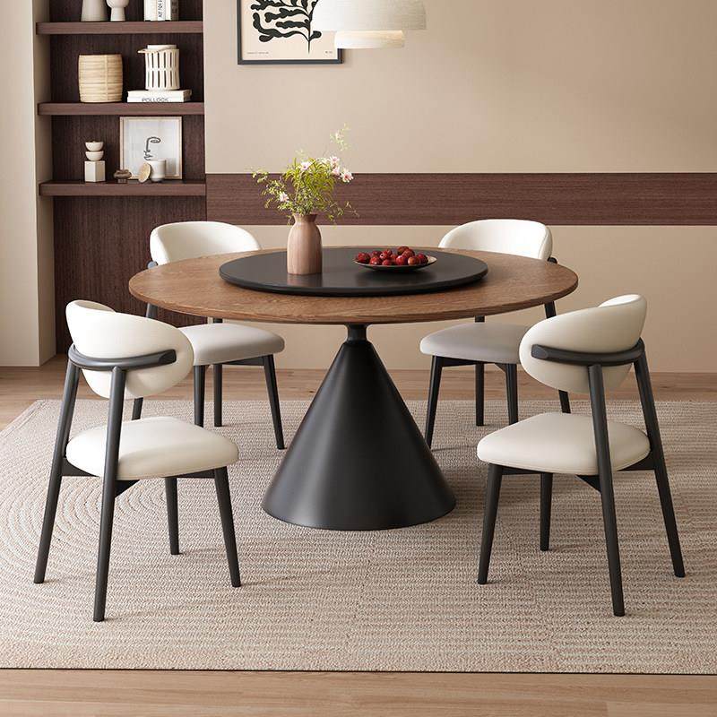 法式覆古圆桌带转盘家用小户型饭桌实木纹圆形中古风餐桌椅组合,住宅家具,实木餐桌,淘宝优惠券,粉丝福利购,淘宝优惠卷