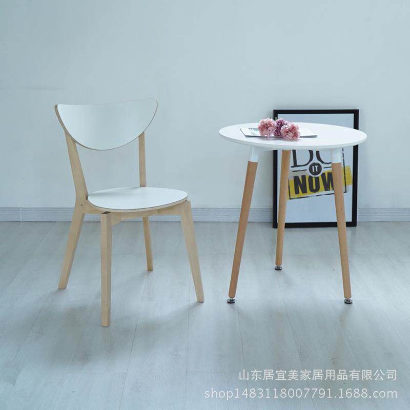 简约客厅阳台小圆桌咖啡厅甜点店靠窗圆桌榉木茶几家具实木茶几