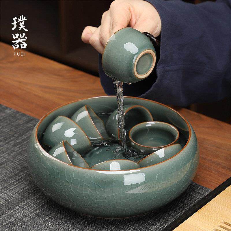 璞器哥窑茶洗大号笔洗水盂陶瓷功夫泡茶具配件茶道零配茶具家用