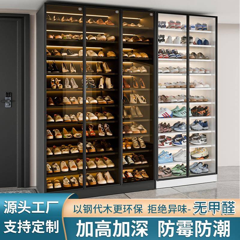 鞋柜家用门口轻奢玻璃门入户多层大容量储物柜进门一体靠墙玄关柜