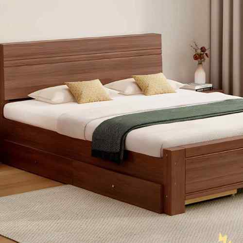 实木床1.5米新中式双人床胡桃色木床主卧家用现代简约1.2米单人床