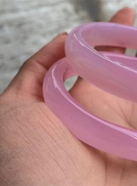 2026粉色玛瑙贵妃手镯 玛瑙扁型玉镯女款手镯玉石玉器