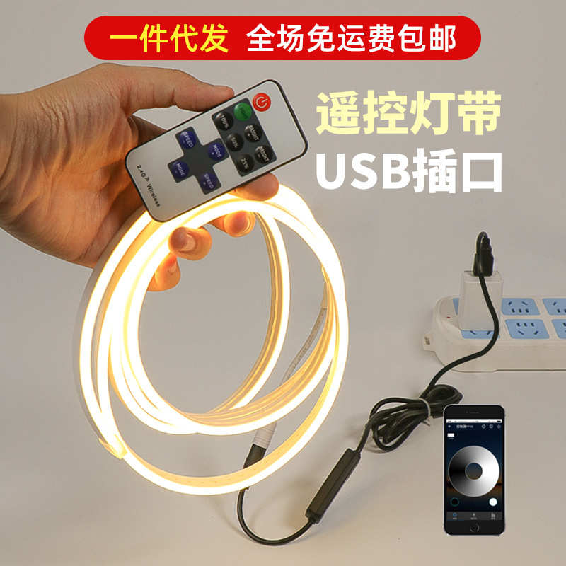 遥控灯带USB灯条led调光定时开关宿舍寝室床头卧室充电款自粘氛围