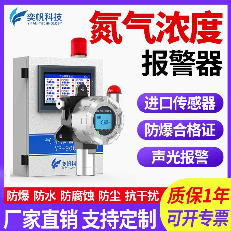 奕帆氮气浓度警报器气体检测仪氮气氧气泄漏防爆探测装置感测器