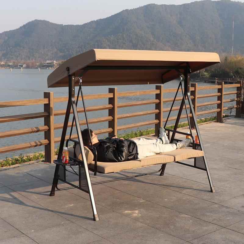 户外秋千吊椅躺床可座可躺三人铁艺秋千摇椅庭院吊床花园阳台吊蓝