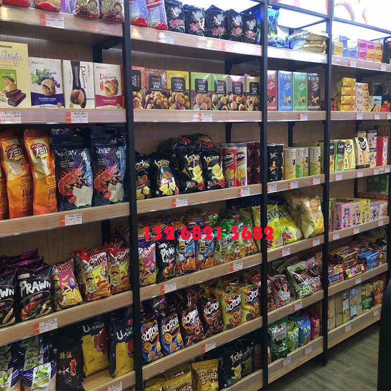 超市便利店货架日化零食钢木可调节货架精品超市多层展示架供应