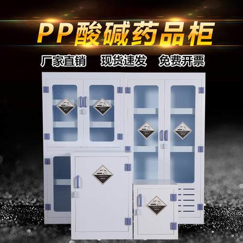 pp药品柜实验室试剂强酸碱储存柜防腐蚀双锁器皿柜PP酸碱试剂柜子