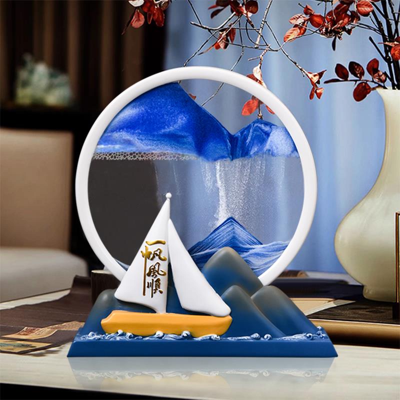 一帆风顺流沙画 画沙漏摆件创意家居客厅电视酒柜柜办公室装饰品图片
