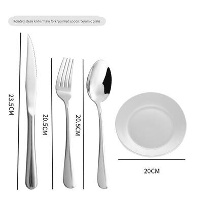 Nordic stainless steel steak knife fork and spoon set