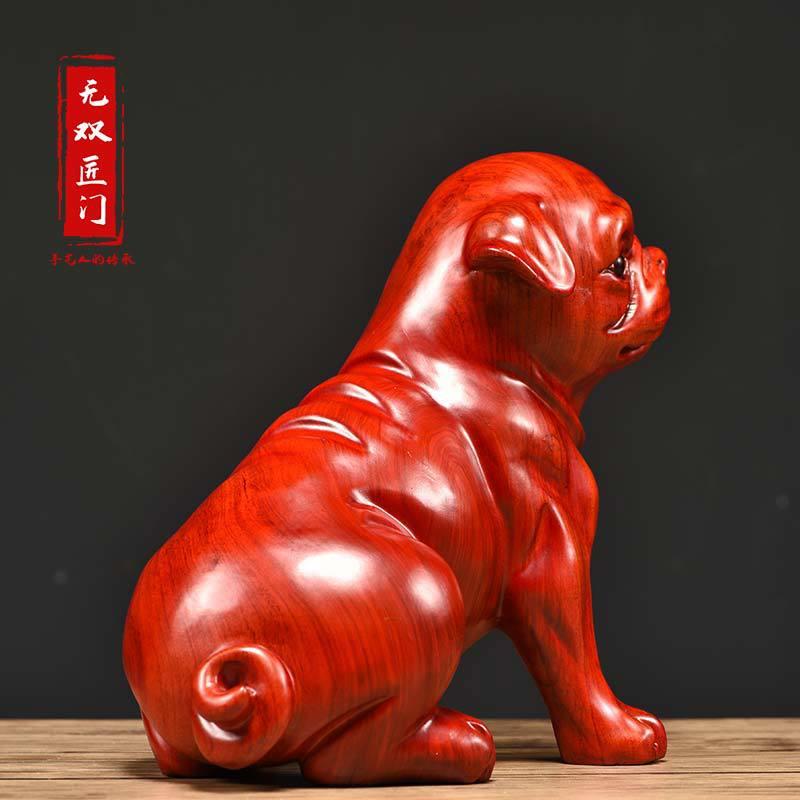 花梨木雕小狗摆实质家居木客厅件动WS-86346物摆设务装饰雕刻工艺
