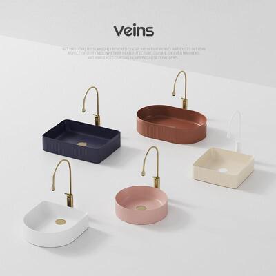 VEINS法式台上盆家用小户型陶瓷洗手盆阳台洗脸盆单水槽彩色艺术