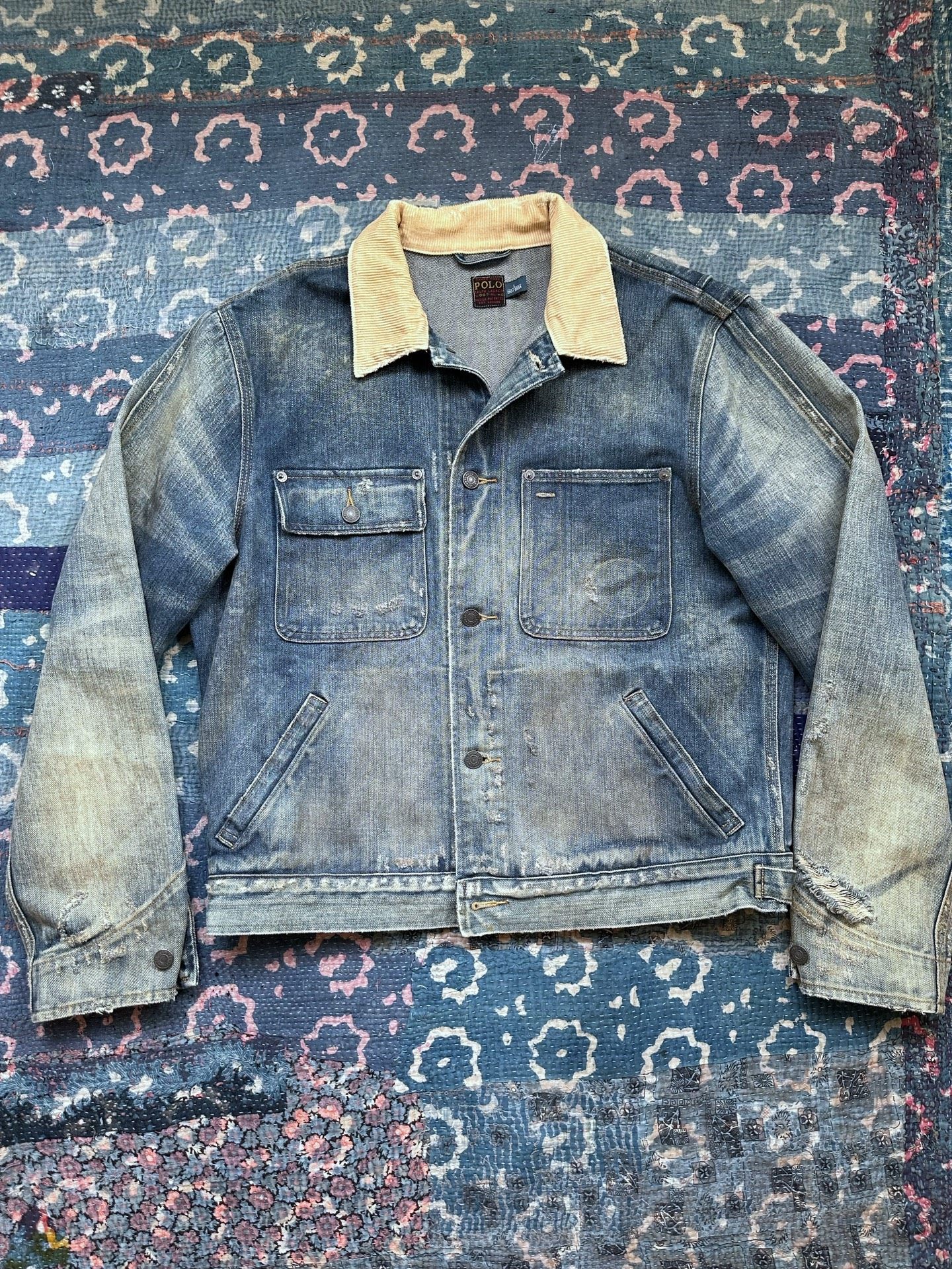 Polo Ralph Lauren Distressed Denim Corduroy Jacket