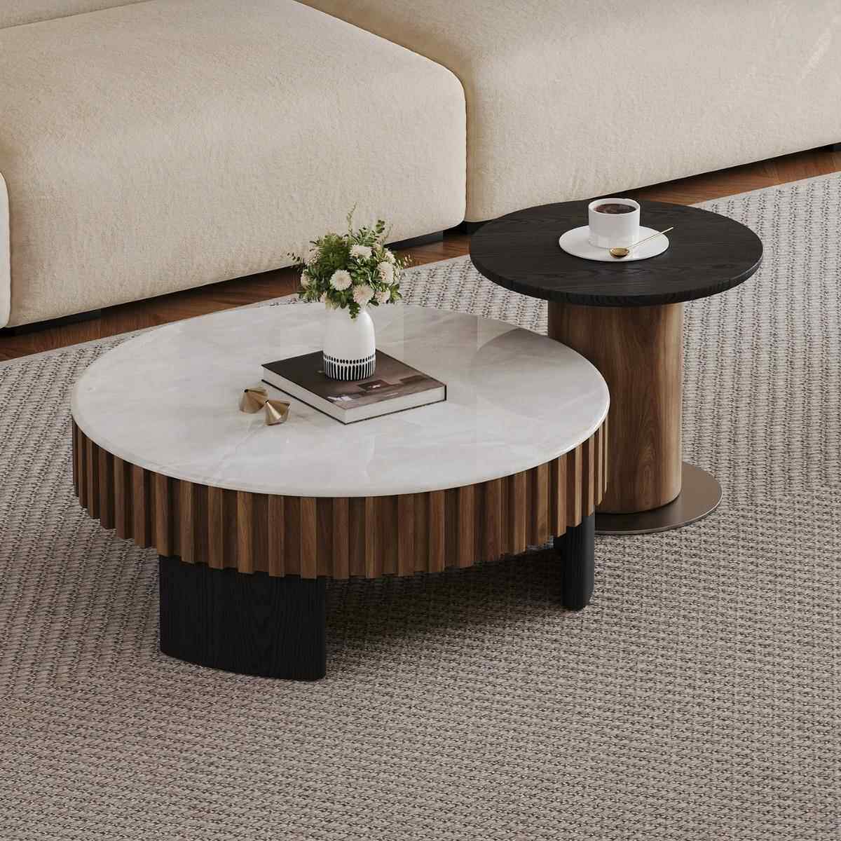 式奢茶石客厅式高端个性创意时尚设计感几简MQM约圆形意沙发茶几