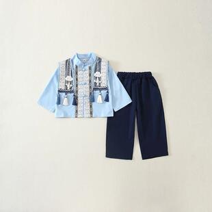 儿童汉服男童少数民族服装中国风广西壮族三月三古装男孩唐装覆古