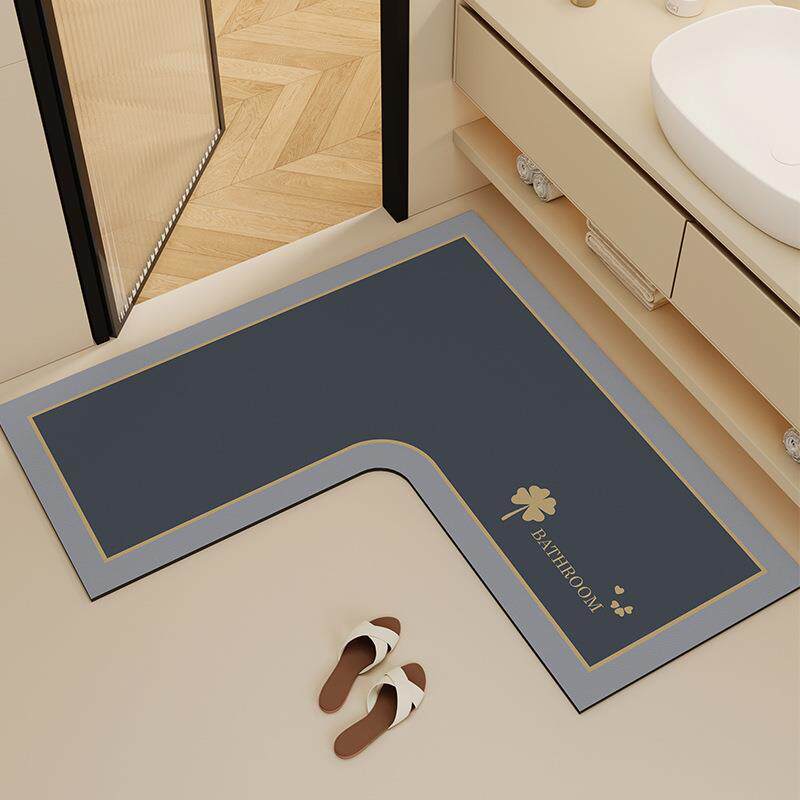 卫生间L型地垫浴室防滑吸水厕所门口洗手间硅藻泥速干脚垫地毯