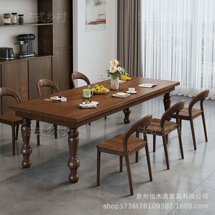 美式乡村复古实木餐桌电脑桌办公接待书桌家用多人罗马欧式餐台桌
