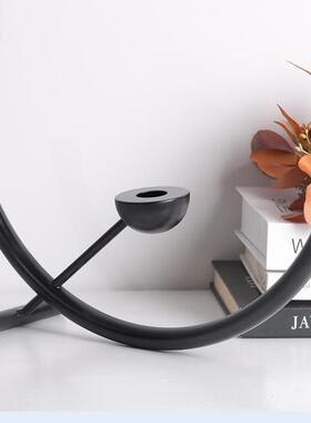 极简何创意半圆蜡烛台PKE餐桌摆件样间西餐厅烛光晚代餐现装板饰