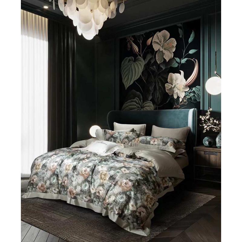 高档支件套2春夏件套美式数码天80丝棉印花米床上用品床单被套4四