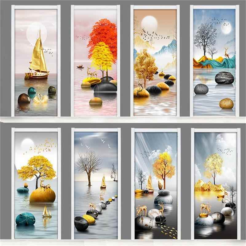 石来运转门贴画自粘整张装饰北欧卧室房木门翻新衣柜浴室玻璃贴纸图片