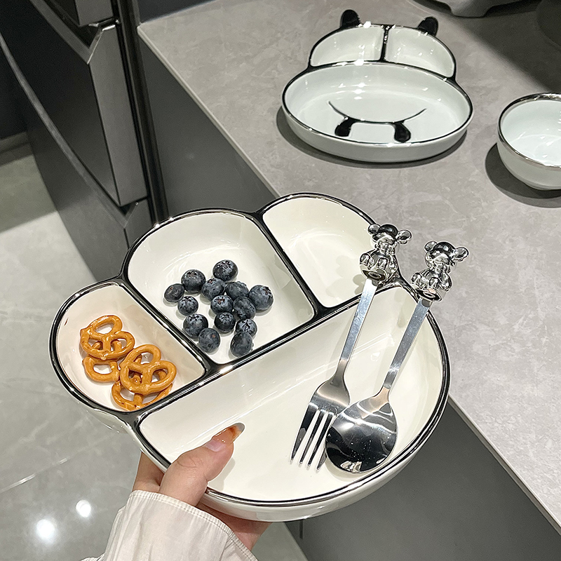 分格餐盘儿童陶瓷大人减肥专用可爱分菜盘一人食分餐制月子餐盘