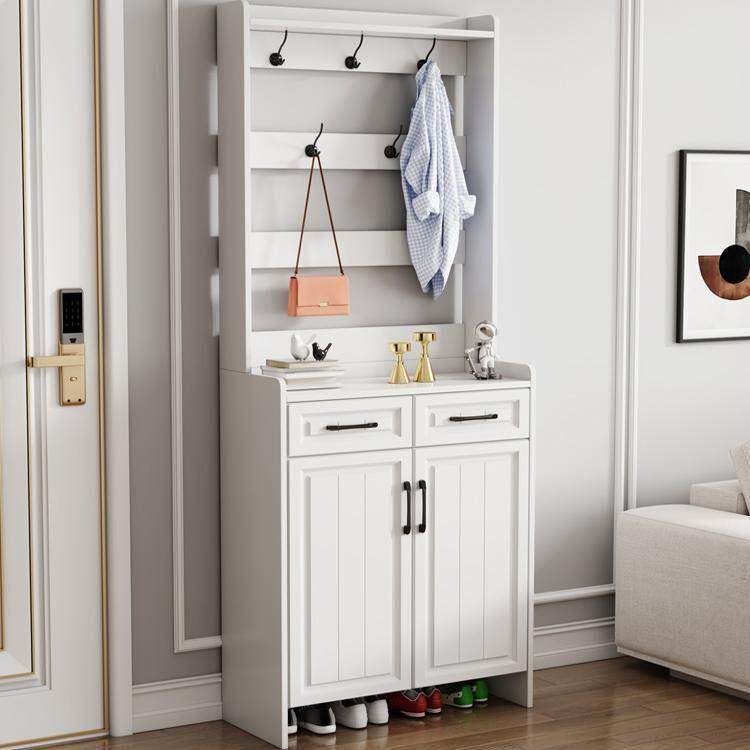 鞋柜家用门口室内一体玄关柜2023新款爆款大容量多层简易挂衣鞋架