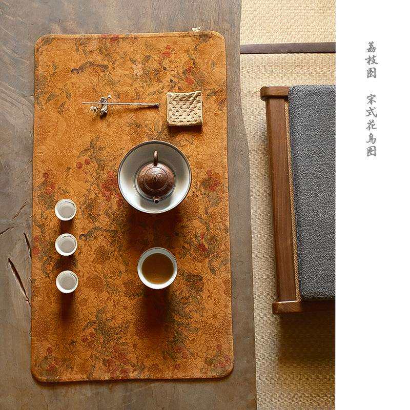慢蓝香云纱茶席 复古真丝长方形桌旗 中式禅意茶台布 手工