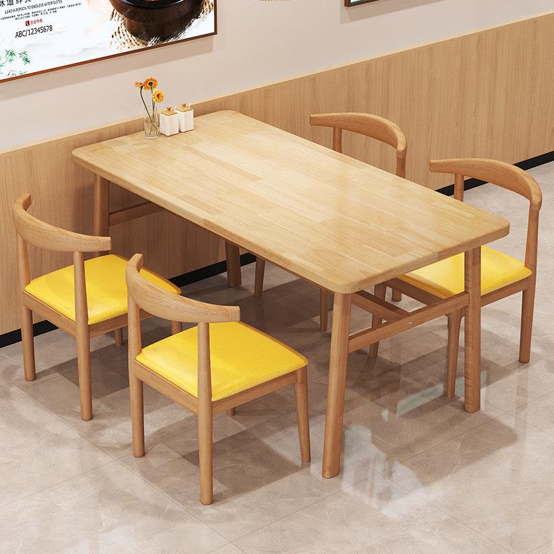 实木桌面餐桌小户型家用客厅吃饭桌子餐饮小吃快餐店专用桌椅组合