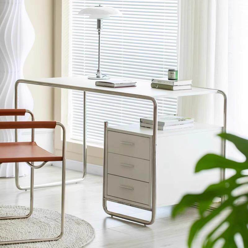 不锈钢电脑台式桌工作实验台子加厚带抽屉办公学习书桌简约电竞桌