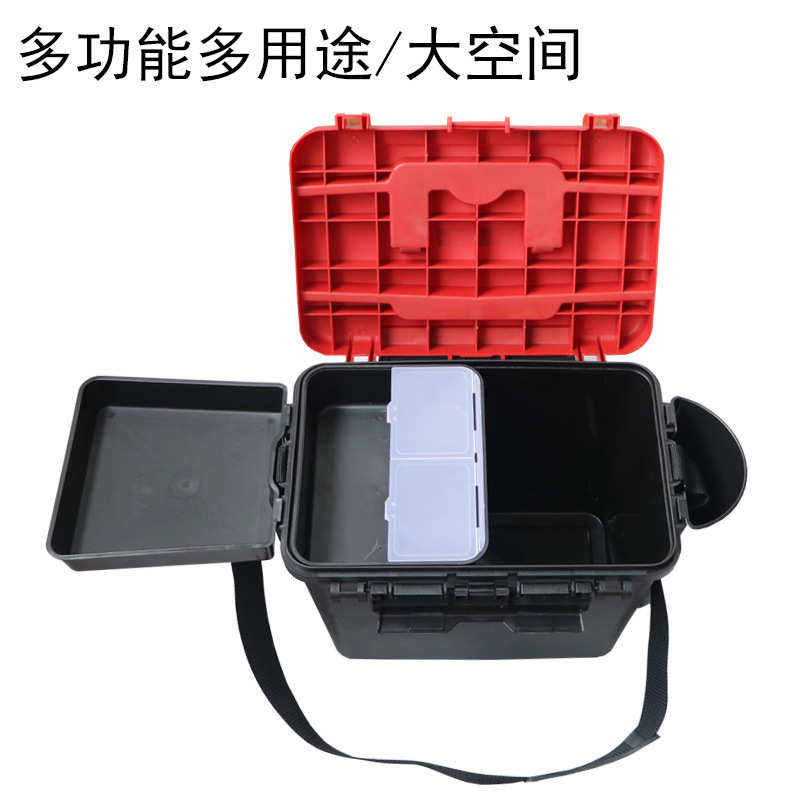 批发便携式大容量手提肩背款路亚钓箱工具箱内含工具盒收纳箱