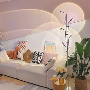 网红日落灯光影落地灯客厅卧室创意设计师艺术氛围直播拍照补光灯