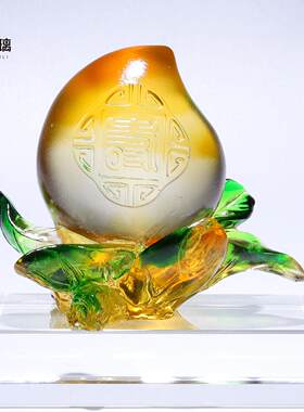 匠为非遗琉璃寿桃摆件工艺品送爷爷奶奶长辈生日祝寿贺礼定制礼品