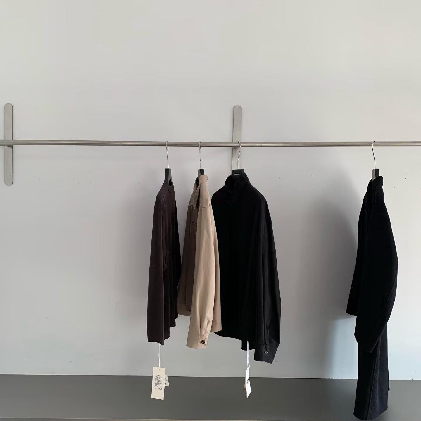 服装店展示架上墙挂衣架不锈钢拉丝极简风女装店货架童装店挂衣架